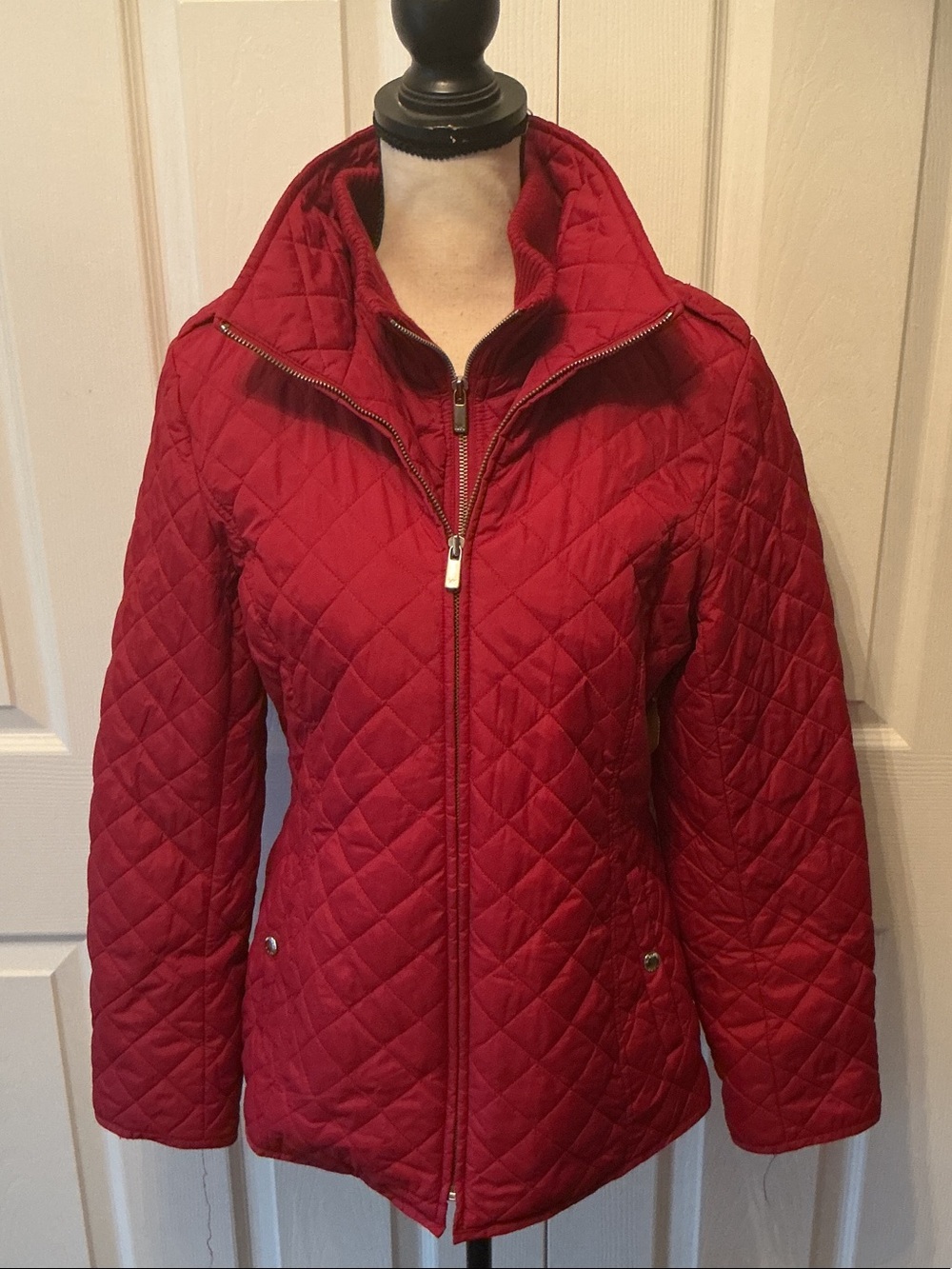 MICHAEL Michael Kors Quilted Red Zip-Up Puffer Jacket